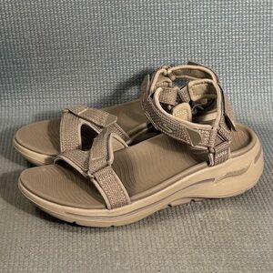 Skechers Women's Go Walk Arch Fit Mesh Quarter Strap Dark Taupe Sandals Size 7